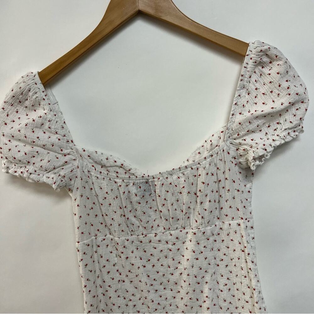 Princess Polly Natalina Milkmaid Dress White Red Rose Floral Print Smocked US 6 - Picture 5 of 9